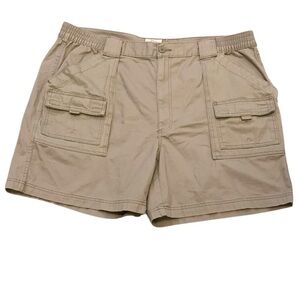 St John’s Bay Men’s Cargo Hiking Shorts Tan Khaki Size 44 Pockets Cotton